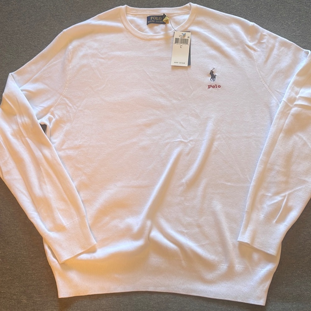 White, polo Ralph Lauren sweater, size L